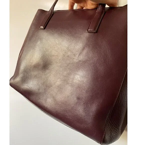 Anya Hindmarch Ebury Smiley Shopper Tote Small Leather Burgundy Perforated $1295